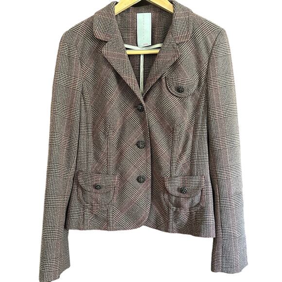 Y2K Vintage Dorothee SCHUMACHER | Glen Plaid Blazer Dark Academia Riding Large - Picture 1 of 8